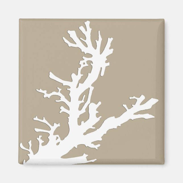 Aimant Branche de corail - blanc sur taupe (Devant)