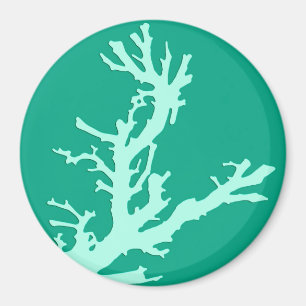 Aimant Branche de corail - vert turquoise et marin
