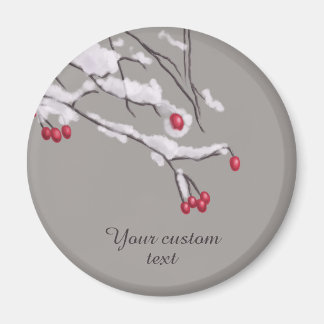 Aimant Branches de baies d'hiver en texte de coutume de
