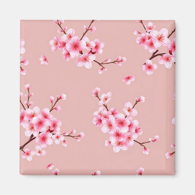 Aimant Branches de fleurs de cerisier rose motif (Devant)