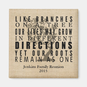 Aimant Branches de toile de jute sur une citation de la