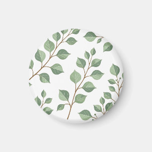 Aimant Branches feuillues vert sauge aquarelle botanique