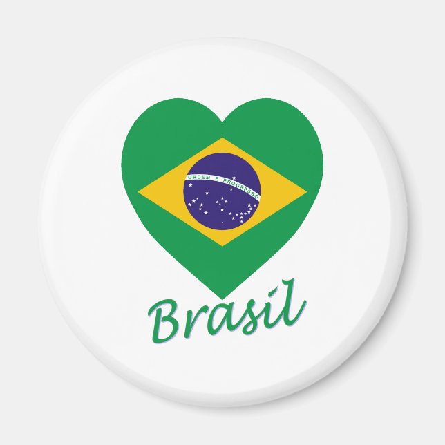 Aimant Brasil Drapeau Coeur (Devant)