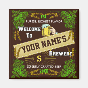 Aimant Brasserie personnalisée Bienvenue : Hops Barley B