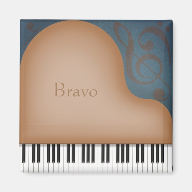 Aimant "Bravo" Brown Grand Piano Cute Musique personnalis (Devant)