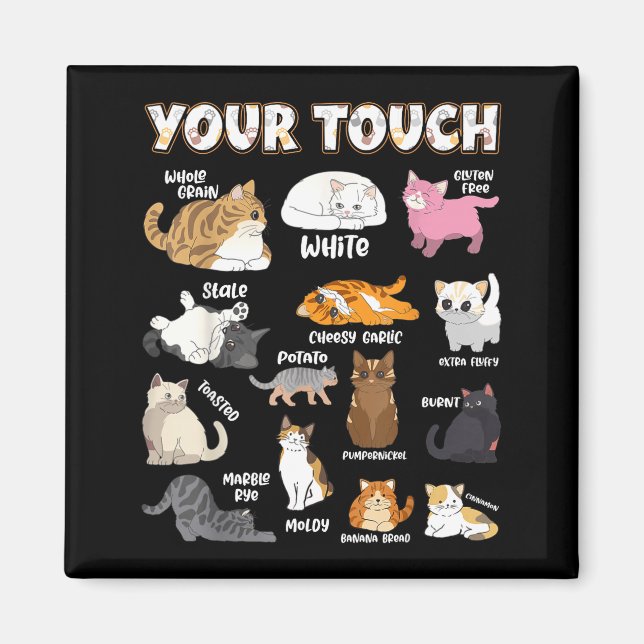 Aimant Bread Cats Variety Punny Cartoon Kitty Design  (Devant)