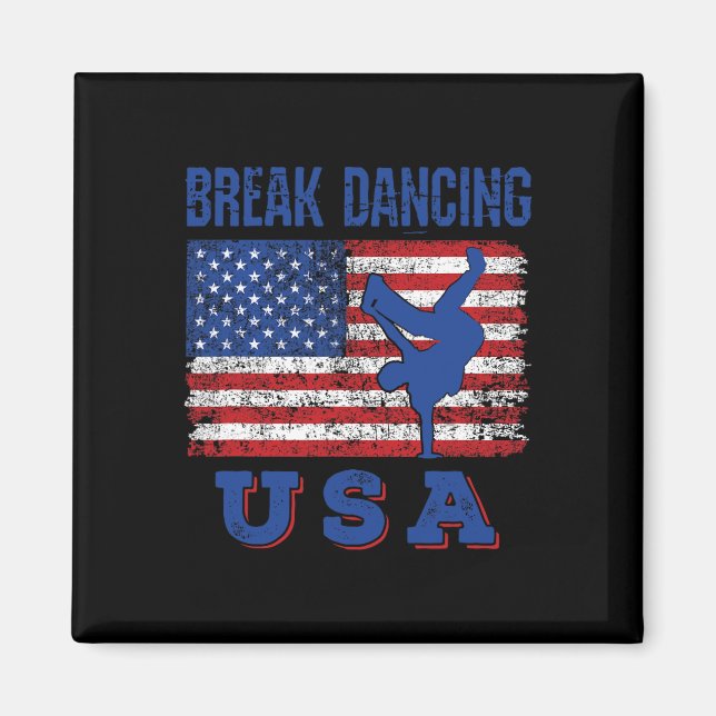 Aimant Break Dancing Usa American Flag Breaking Bboy Hip (Devant)