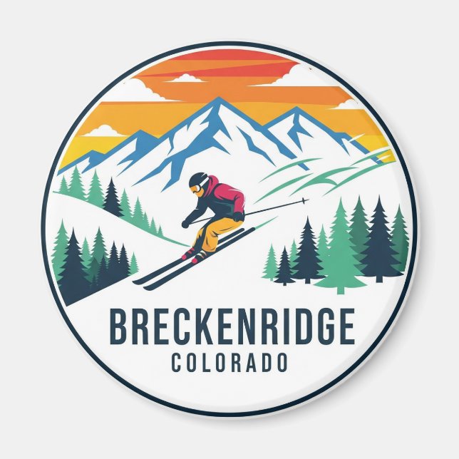 Aimant Breckenridge Colorado Skiing Skier Travel (Devant)
