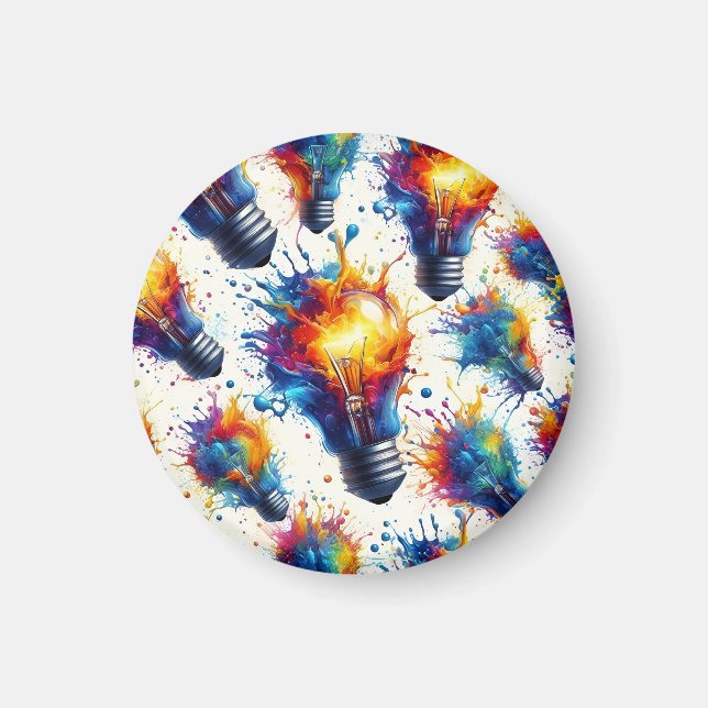 Aimant Bright Ideas – Colorful Light Bulb Pattern with Ab (Devant)
