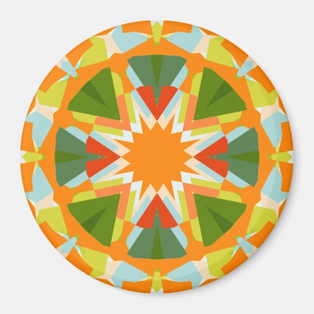 Aimant Bright Orange Fun Green Star Boho Kitsch Cuisine (Devant)