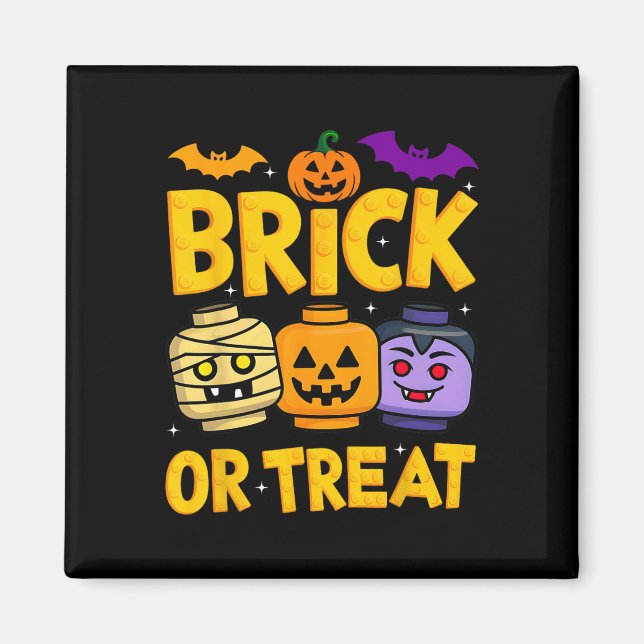 Aimant Brique Ou Traiter Halloween Master Builder Blocks  (Devant)