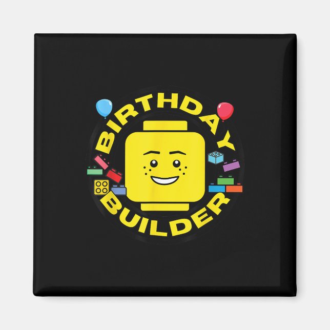 Aimant Briques de construction Figurine d'anniversaire Bl (Devant)