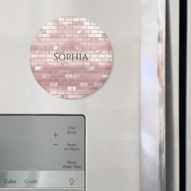 Aimant Briques rose vierge de verre (In situ (réfrigérateur))