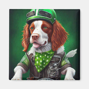 Aimant Brittany Spaniel conduite vélo St. Patrick's Day