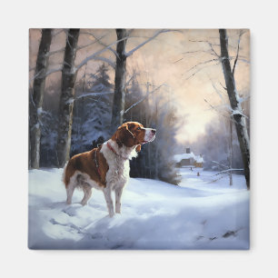 Aimant Brittany Spaniel Laissez Neige Noël