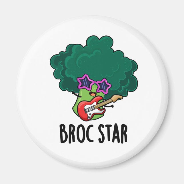 Aimant Broc Star Funny Brocolli Rock Star Pun (Devant)