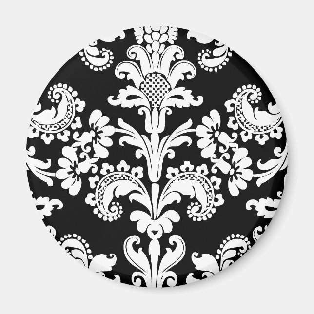 Aimant Brocade noir et blanc (Devant)