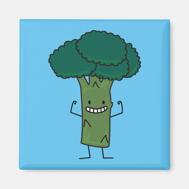 Aimant Broccoli Flexing à tête d'arbre heureuse végétal v (Devant)