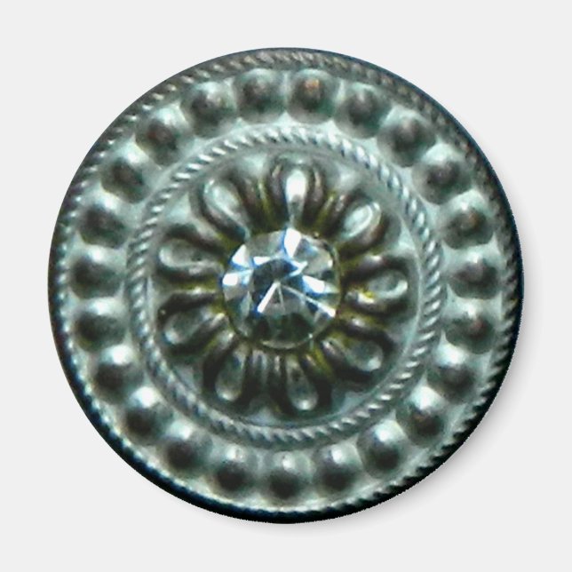 Aimant Broche argentée ancienne avec gemme (Devant)