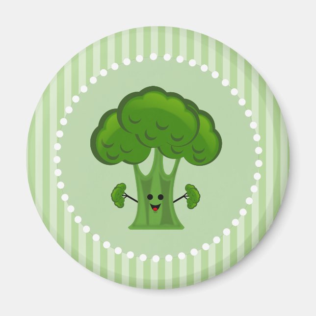 Aimant Brocoli vert heureux (Devant)