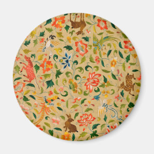 Aimant Broderie animale vintage en crewel : Tapisserie an