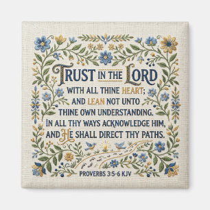 Aimant Broderie Ayez confiance dans le Seigneur Proverbes