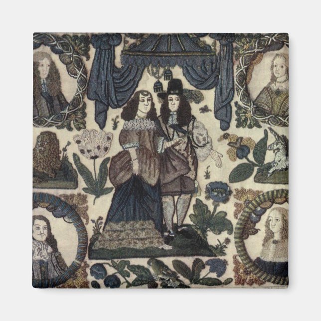 Aimant Broderie de perles Charles II et Sa Reine (Devant)