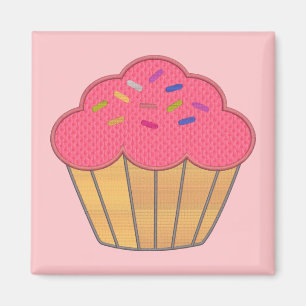 Aimant Broderie Faux Cupcake fraise Imprimer