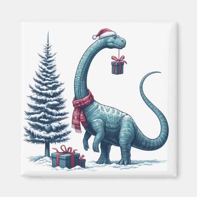 Aimant Brontosaurus dinosaure de Noël (Devant)
