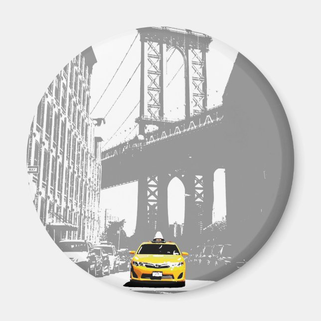 Aimant Brooklyn Bridge Nyc New York City Taxi jaune (Devant)