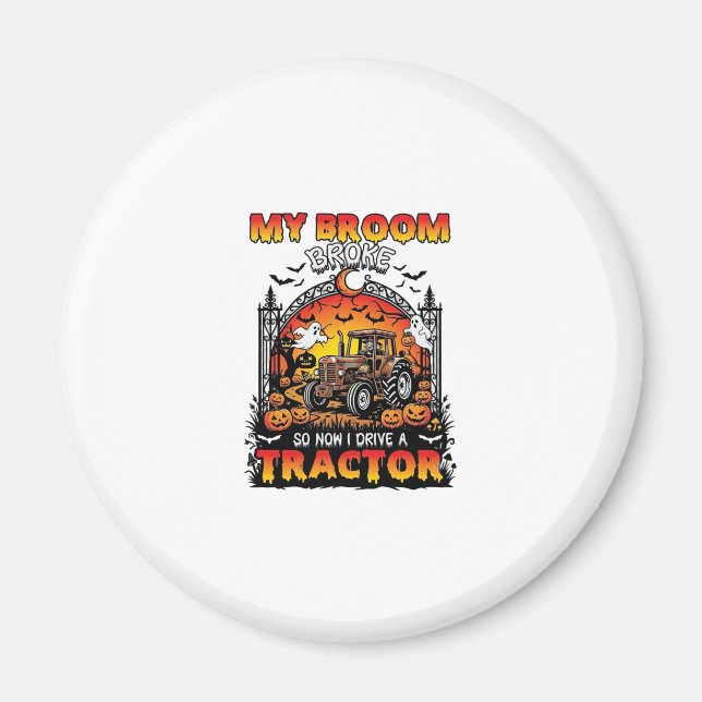Aimant Broom Broke Tractor Halloween Witch Ghosts_1 (Devant)