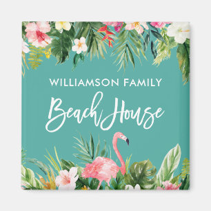 Aimant Brosse Script Tropical Floral Family Beach House