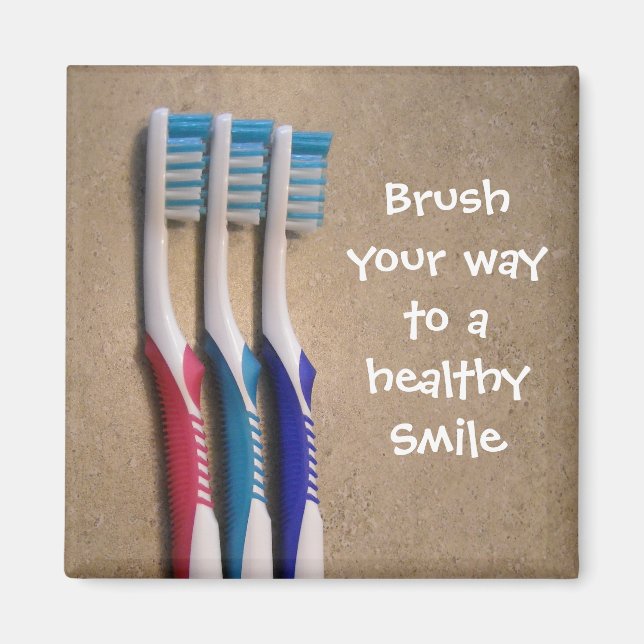 Aimant Brosses à dents avec dicton dentaire (Devant)