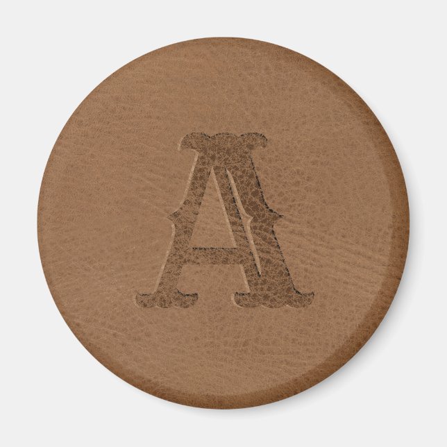 Aimant Brow-n Leather Texture Monogrammed Initial (Devant)