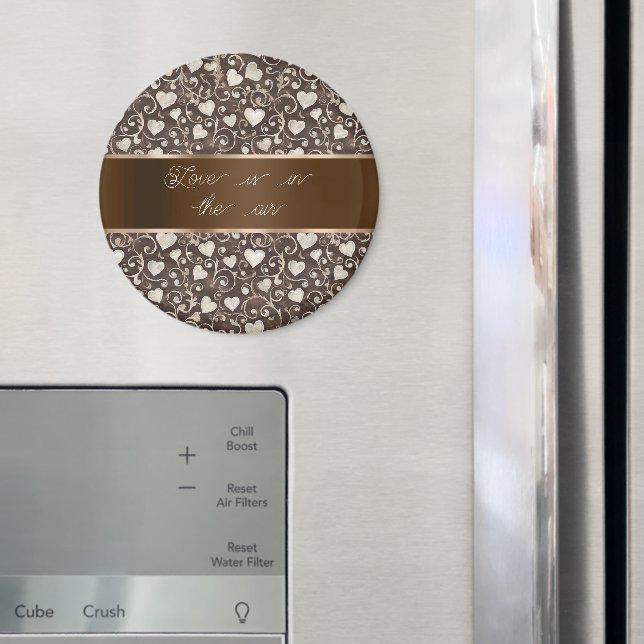 Aimant Brown Cream Hearts Ribbon   (In situ (réfrigérateur))