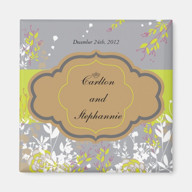 Aimant Brown et gris Mariage floral Favoriser (Devant)