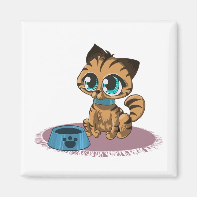 AIMANT BROWN EYE BLUE KITTEN ON A PURPLE MAT (Devant)