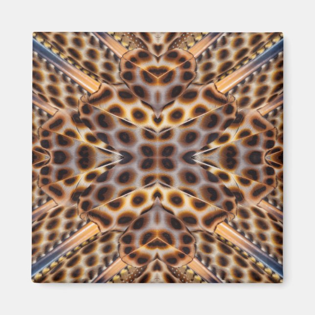 Aimant Brown pheasant feather kaleidoscope (Devant)