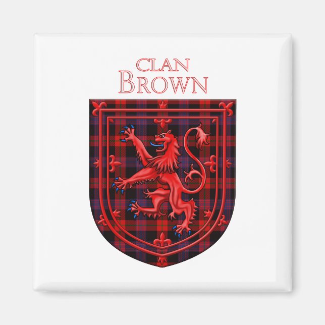 Aimant Brown Tartan Scottish Plaid Lion Rampant (Devant)