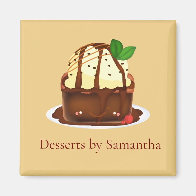 Aimant Brownie au chocolat avec glace à la vanille (Devant)