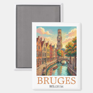 Aimant Bruges Belgique Canal Art Vintage