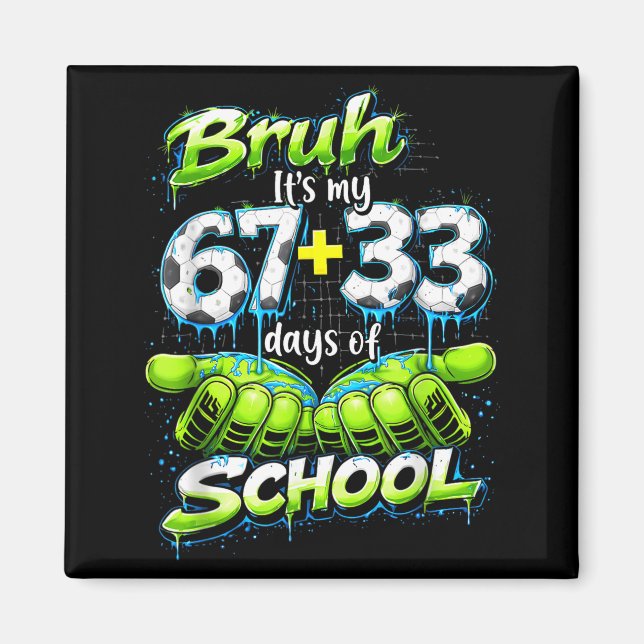 Aimant Bruh C'est Mes 67 33 100 Jours D'école Drôle De Ga (Devant)