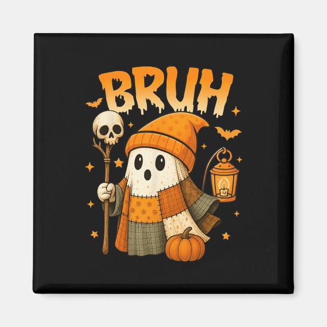 Aimant Bruh Ghost Halloween Cute Platwork Ghost Tricot Ou (Devant)