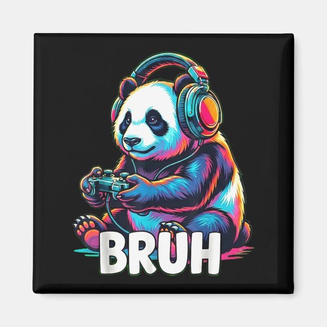 Aimant Bruh Panda Gamer With Headphones Controller  (Devant)