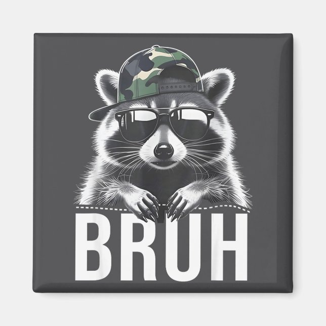 Aimant Bruh Raccoon Trash Racoon Camo Hat Youth Teens Kid (Devant)