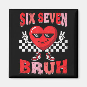 Aimant Bruh six sept 67 mème à carreaux Saint-Valentin