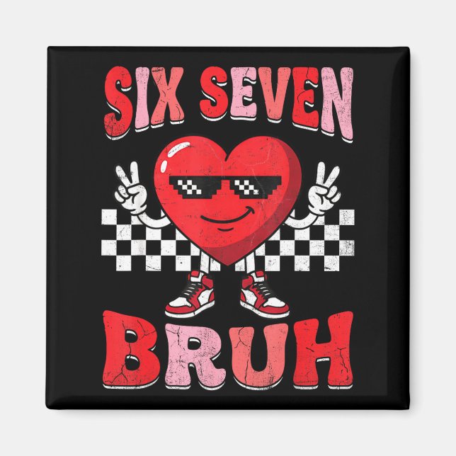 Aimant Bruh six sept 67 mème à carreaux Saint-Valentin (Devant)