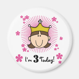 Aimant Brunette Princesse 3e Anniversaire Tshirts et cade