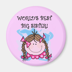 Aimant Brunette World's Best Big Sister Tshirts and Gifts