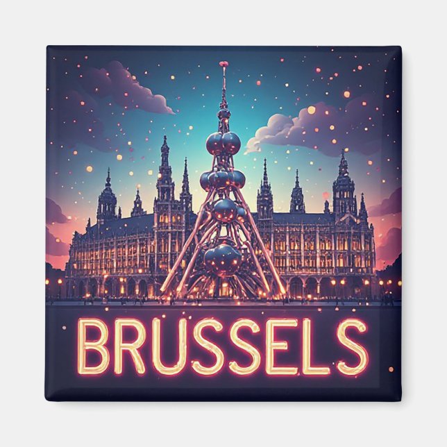 Aimant 🧲 Bruxelles Belgique Cadeau de vacances d'Europe  (Devant)